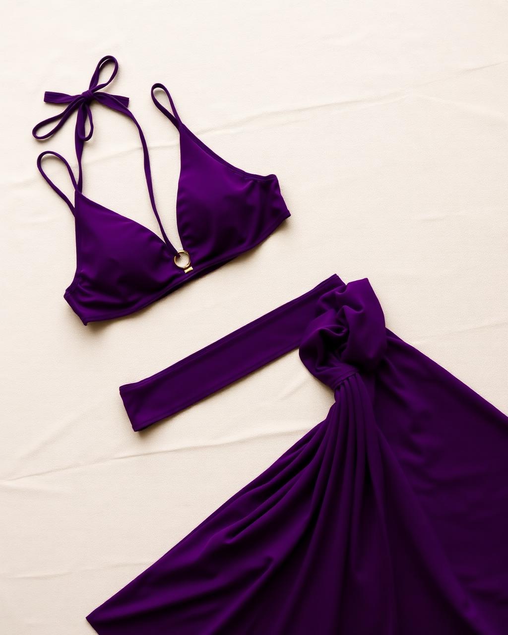 Vestido de Baño Morado + Pareo